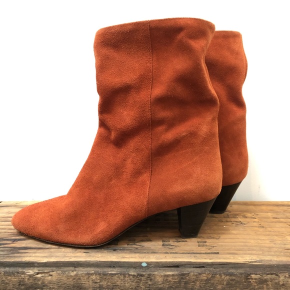 Isabel Marant Étoile Orange Suede Ankle Boots - Picture 2 of 6
